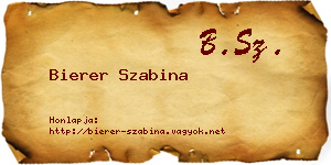 Bierer Szabina névjegykártya